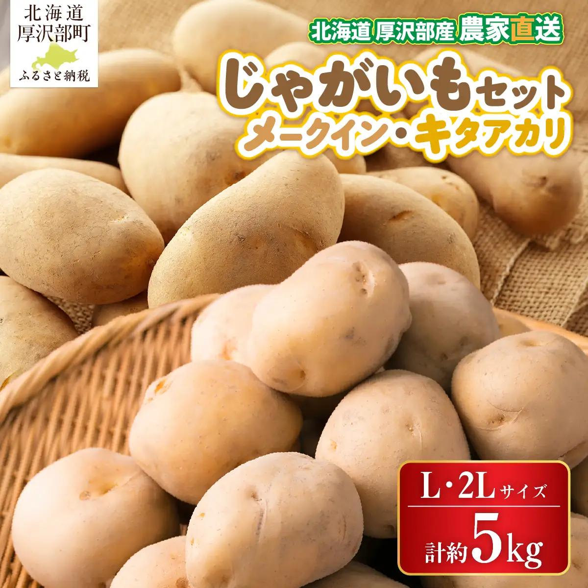 【2026年9月下旬より発送】北海道厚沢部町産 メークイン 約2.5kg・キタアカリ 約2.5kgセット 計約5kg【L・2Lサイズ】 ASO037