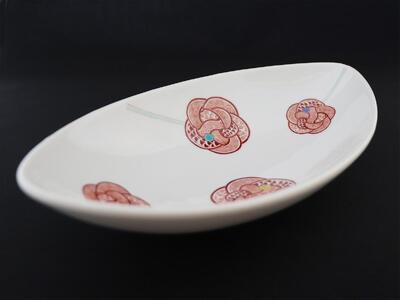 九谷焼　8.5号鉢　赤絵水引文 　a01　大志窯 食器 キッチン雑貨 キッチンアイテム 雑貨 お皿 食卓 テーブルコーディネート 盛り付け 