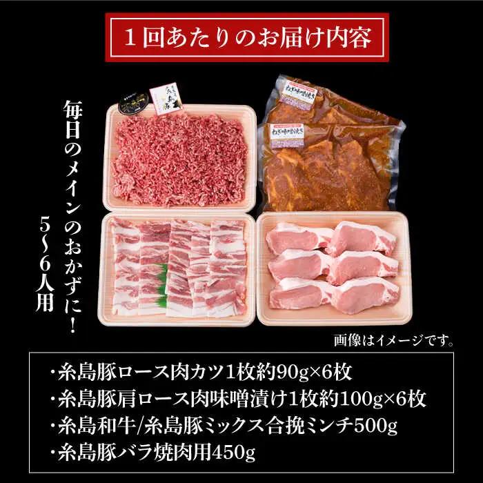 【全12回定期便】毎日のメインのおかずを彩る精肉セット 2,090g 5-6人前 4種 糸島市/糸島ミートデリ工房[ACA207]
