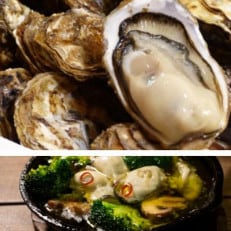 厚岸産 殻付き牡蠣「マルえもん 2Lサイズ」30個とコンキリエオリジナルアヒージョ・調味料2種セット