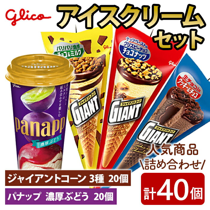 【ふるさと納税】 ジャイアントコーン3種＆パナップ 濃厚ぶどう 計40個入り グリコ アイス アイスクリーム スイーツ おやつ 菓子 お菓子 デザート ぶどう ブドウ 葡萄 詰め合わせ セット 食べ比べ バラエティ お楽しみ 【ReiHAN株式会社】【ho1647】