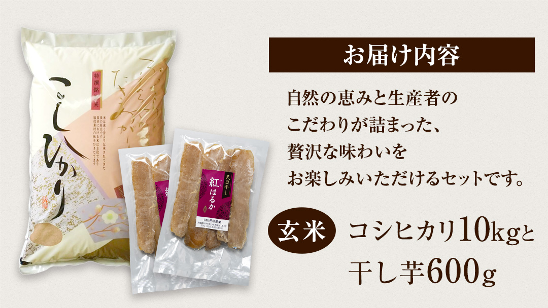 【 令和7年産 】 コシヒカリ ・ 干し芋 極上プレミアム セット 《 玄米 》 (玄米10kg／干し芋600g) (茨城県共通返礼品 かすみがうら市産) 米 ごはん もっちり 甘い コメ お米 銘柄