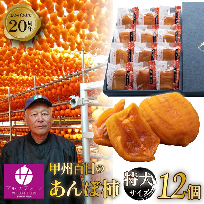 【ふるさと納税】【2026年発送★先行予約】【限定特大品】甲州百目のあんぽ柿　特大サイズ　12個入り ふるさと納税 柿 あんぽ柿 かき 特大 大きい ビックサイズ 果物 贈り物 ギフト プレゼント お歳暮 柿 スイーツ 和菓子 お菓子 山梨県 笛吹市 送料無料 088-014