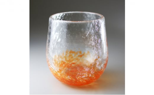 0872萩ガラス 耐熱ロック丸コップ オレンジ