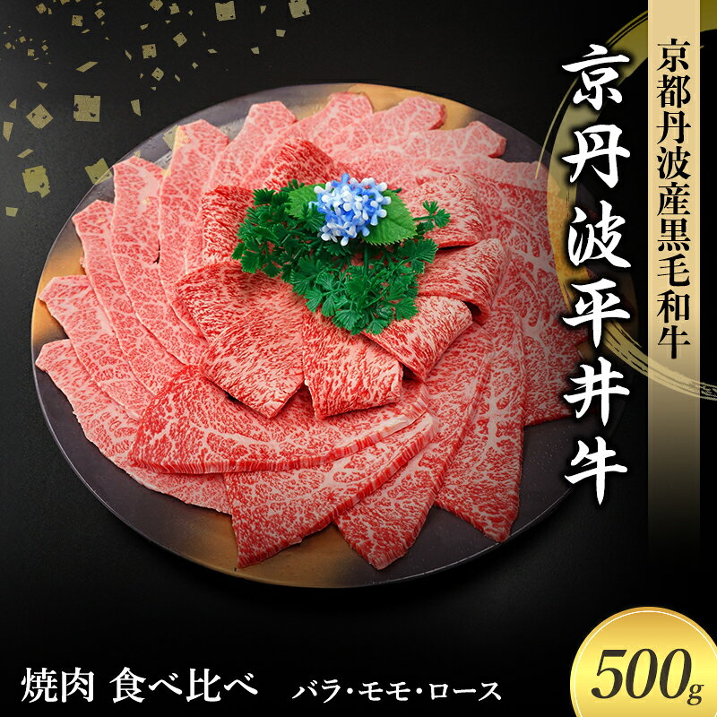 【ふるさと納税】焼肉 京丹波平井牛 500g 国産黒毛和牛 バラ モモ ロース 京都丹波産 王道セット 霜降り 肉質 旨味 甘み 食べ比べ 京都府南丹市