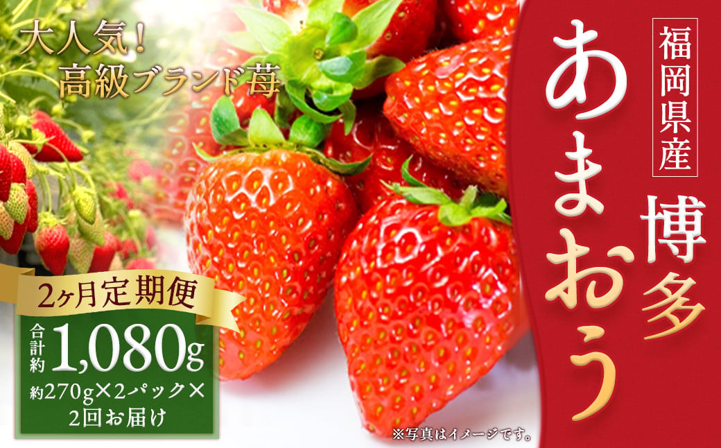 【2回定期便】いちご「あまおう」 約270g×2パック 計約1.08kg 苺 イチゴ 果物 フルーツ 【2027年1月上旬発送順次開始予定】