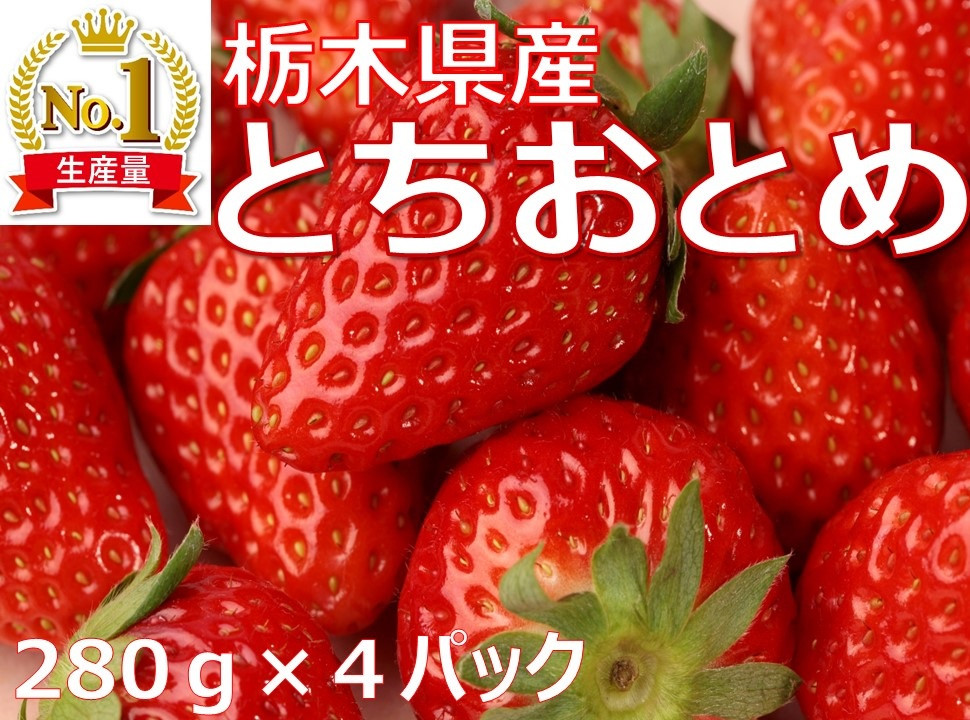 
【先行予約】【数量限定】とちおとめ　280g × 4パック｜いちご イチゴ 苺
※2024年1月中旬～2月下旬頃に順次発送予定
