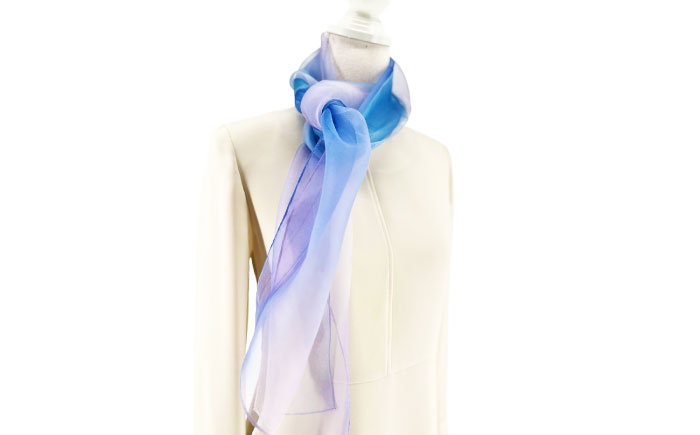 美濃友禅　【シルクスカーフ】　NAOE KAWAMURA ー夜明けー 岐阜市 / 河村尚江デザイン事務所 [ANDE008]