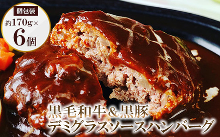 黒毛和牛＆黒豚デミグラスソースハンバーグ6個セット_肉 ハンバーグ 牛肉   肉 ハンバーグ 豚肉 _【配送不可地域：離島】【1545970】