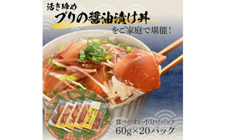 【訳あり】活き締めブリの醤油漬け丼 20Pセット 高知県土佐市 【企業組合　宇佐もん工房】 [BQAB063]