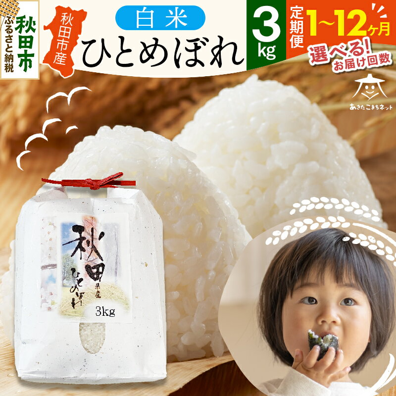 【ふるさと納税】ひとめぼれ 3kg 秋田市産【白米】【選べるお届け回数(1回〜定期便) 】