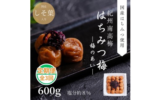 
                  紀州南高梅 梅のあい はちみつ 600g 定期便 全3回 | 梅干し 梅干 うめぼし 南高梅 梅 ウメ うめ はちみつ梅 定期便 全3回【ngao-tkb004】
                