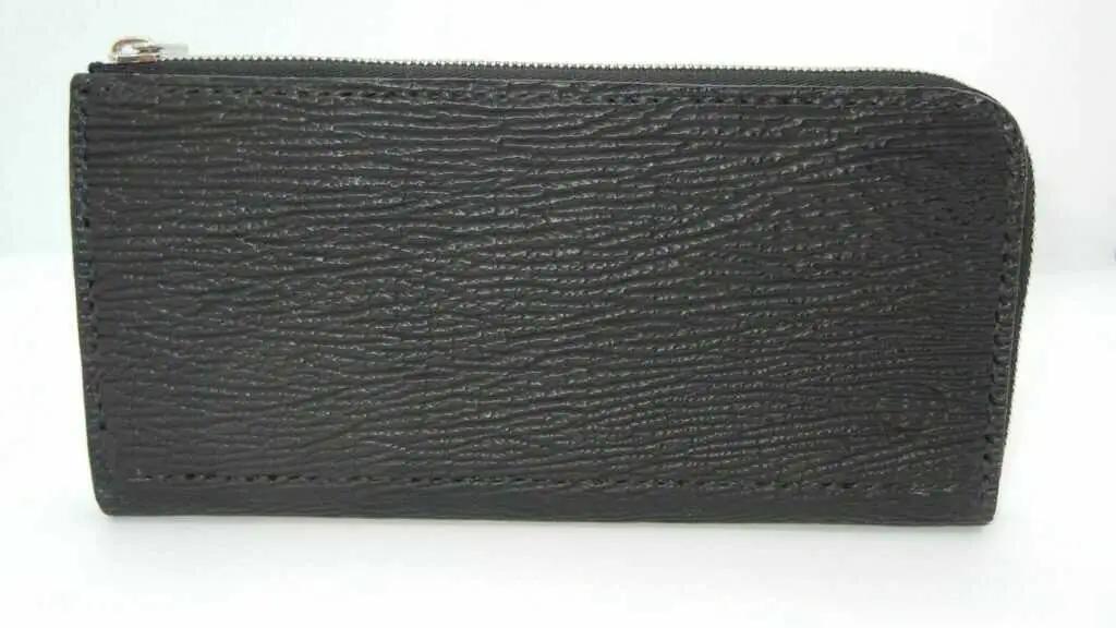 サメ革 L型ファスナー 長財布 /シック さいふ 財布 黒 ブラック 本格レザー 革財布 【革職人TOSHI】 [ATDZ006]
