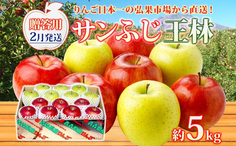 りんご 【2月発送】糖度13度～ 贈答用 サンふじ 王林 約5kg　
