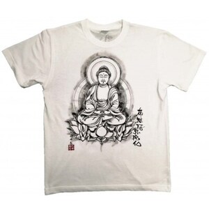 手描きTシャツ 仏画 阿弥陀如来 白 (半袖 XLサイズ)【1615548】