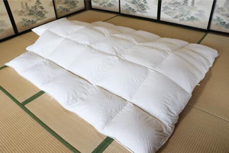 リサイクル羽毛掛布団 白州洗いのリサイクル羽毛ダウン90％使用 羽毛量1.6kg 冬掛けダブルサイズ（アイボリー） [h126]