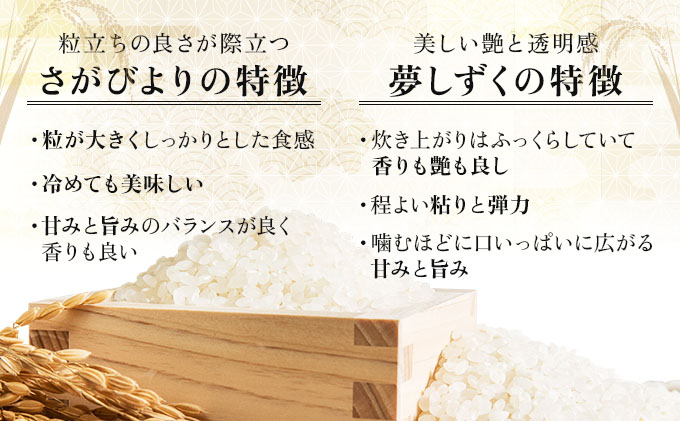 令和7年産 無洗米食べ比べ さがびより5kg&夢しずく5kg / 計10kg《特A評価！》| 単品 定期便 偶数月 米 お米 ごはん 弁当 銘柄米 白米 県産米 佐賀県産 国産米 ブランド米 おにぎり