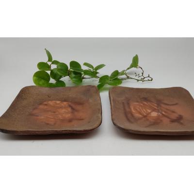 ふるさと納税 備前市 備前焼角皿2枚セット(登り窯)