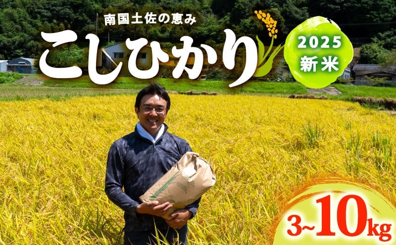 
             8月下旬から 発送 2025年 コシヒカリ 選べる 3Kg 5Kg 10Kg 新米 産地直送 高知県産 白米 精米 こしひかり 米 常温 配送 ブランド米 国産 米 早場米 人気 天然 恵み 心 高知県 須崎市 SI001-ALL
          
