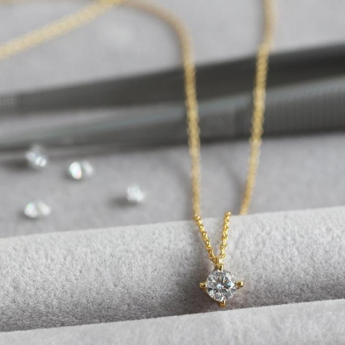【ふるさと納税】サステナブルなジュエリーを ラボグロウンダイヤモンド K18 ネックレス 0.2ct 4本たて爪　LAB-K18-002