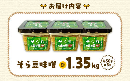 そら豆味噌 450g×3個 生みそ 高オレイン酸大豆 一の塩 そら豆 吉野ヶ里町/イデマン味噌醤油醸造元[FAF035]