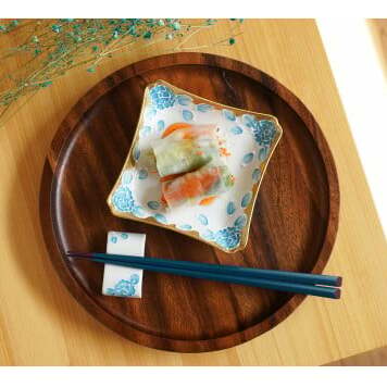 有田焼 牡丹渕絞り 銘々皿 波型 箸置 セット 6点【富永陶磁器】正角皿 プレート 角皿 正角皿 デザート皿 11cm プレート レスト A45-319_イメージ5