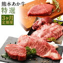 【ふるさと納税】熊本あか牛 特選 3ヶ月定期便 お肉 セット 定期便 ヒレ サーロイン ステーキ 牛タン ミニステーキ 熊本県産 九州産 国産 冷凍 送料無料