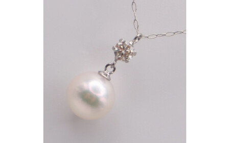 1689　Ptあこや本真珠8.0㎜up　ダイヤモンド0.15ct　ペンダントネックレス