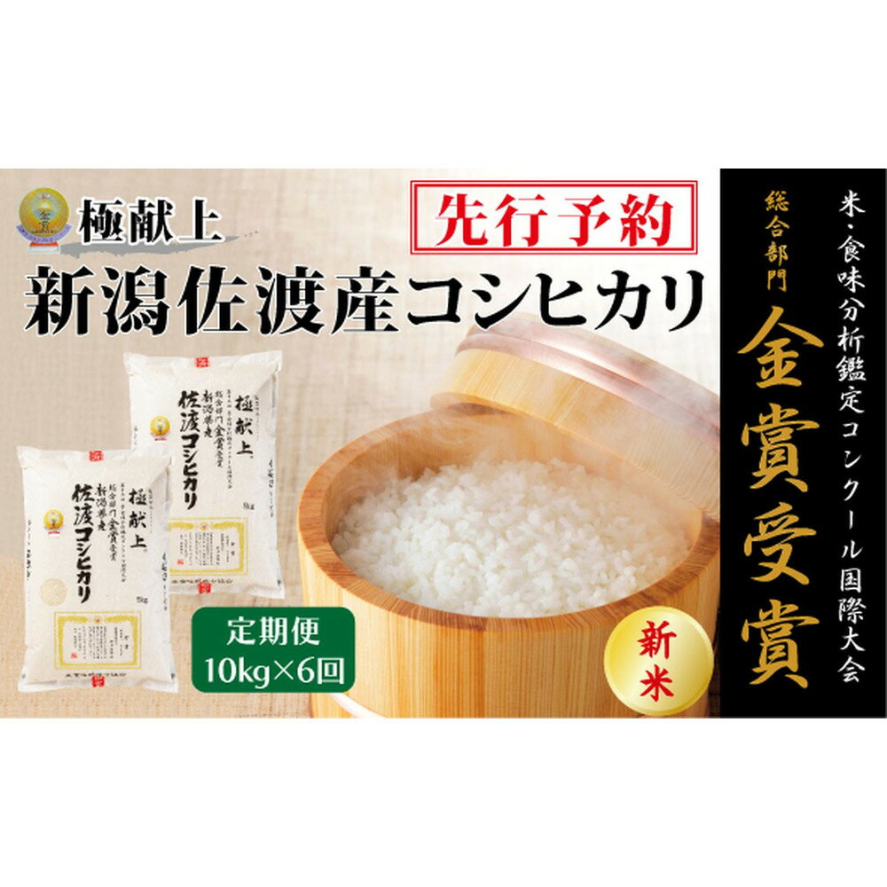 【ふるさと納税】【毎月定期便 6ヵ月】【令和7年産新米・先行予約】金賞受賞　新潟県佐渡産コシヒカリ　10kg全6回 | お米 こめ 白米 食品 人気 おすすめ 送料無料