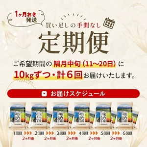 【隔月定期便】庄内産はえぬき10kg×6回隔月中旬発送 計60kg(8月～隔月6回) [1503T08]