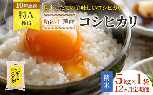 
                  【精米したて！】 令和8年産 新潟県上越市産 コシヒカリ 定期便 5kg×12回 60kg 新米 先行予約 蛍の里
                