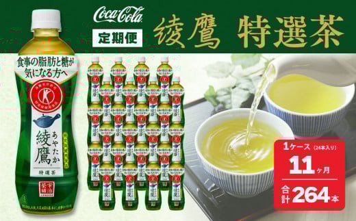【11ヶ月定期便】綾鷹「特選茶」 500ml×264本(11ケース)※離島への配送不可