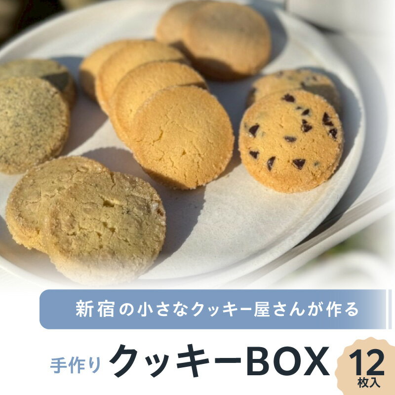 【ふるさと納税】新宿の小さなクッキー屋さんが作る、手作りクッキーBOX（12枚） クッキー セット バター チョコチップ ビーガン グルテンフリー ホワイトチョコ チョコ ご褒美 プレゼント 新宿区 セット おやつ 焼き菓子 0173-002-S07