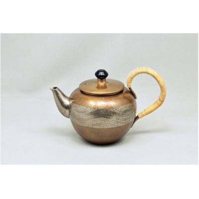 ふるさと納税 燕市 銅製急須なつめ形 帯織文 素銅金(1点)