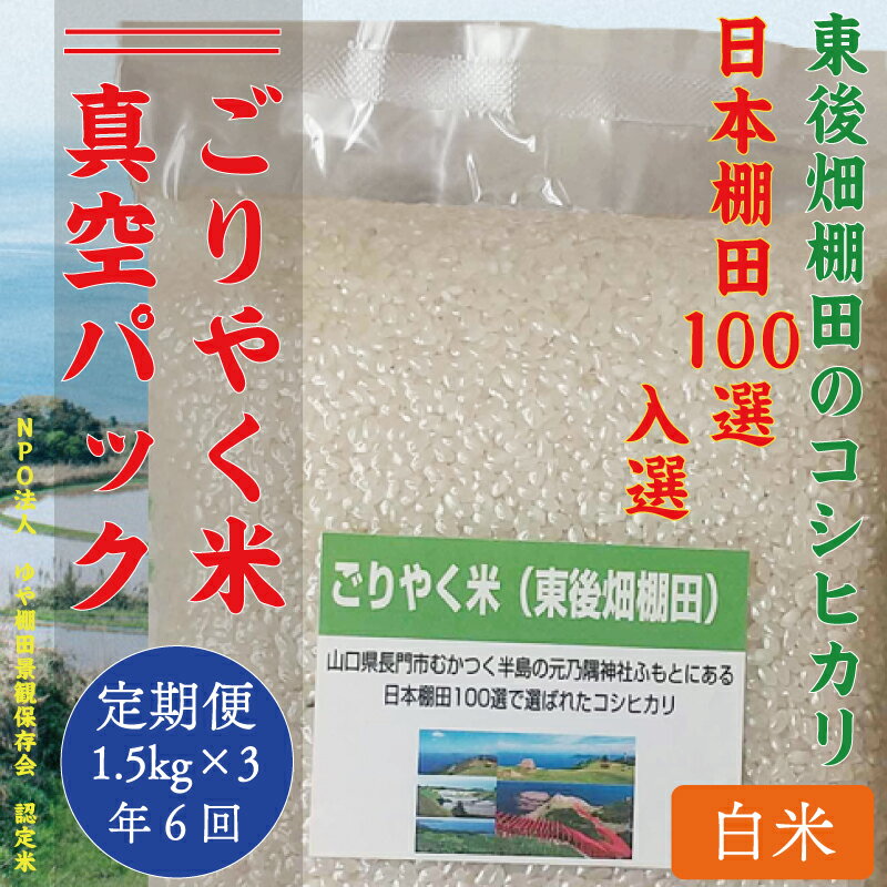 【ふるさと納税】令和7年度産 米 お米 真空パック 毎月白米 精米 こしひかり 小分け ごりやく米 「東後畑棚田こしひかり」 白米4.5kg (白米真空パック1.5kg×3個) 棚田米長門市 お米の定期便 定期購入 定期便 (1901)