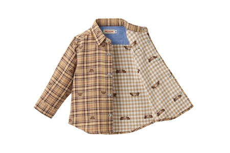 【ミキハウス】長袖シャツ 子供用　ベージュ・110サイズ（55-26-B-110）こども 子ども服 子ども 子供 子供服 播州織 シャツ mikihouse ミキハウス