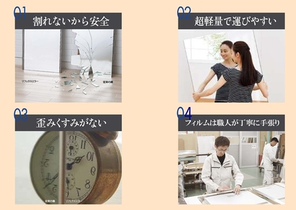 リフェクスミラー姿見 バリエ ピクチャー (フィルムミラー) RMV-3-BPK (幅80cm×高さ60cm×厚み2cm)ベビーピンク [0726]
