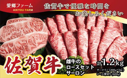 
            【セット】佐賀牛 雌牛のロースセット(サーロイン・ロース薄切り) 計1.2㎏
          