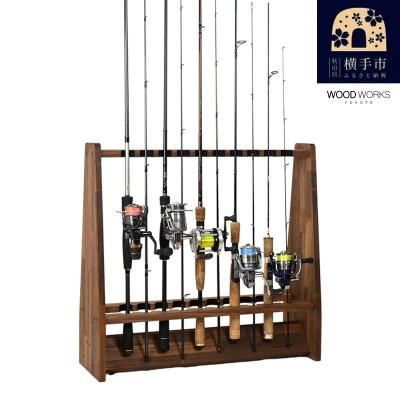 ふるさと納税 横手市 WOOD WORKS ロッドスタンド19本掛け 本体カラー:ブラウン/フェルトカラー:ブラック