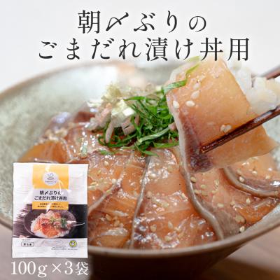 ふるさと納税 大月町 朝〆ぶり ごまだれ漬け丼用 100g×3袋 養殖 ブリ 鰤 小分け 冷凍 簡単調理 人気 海鮮丼