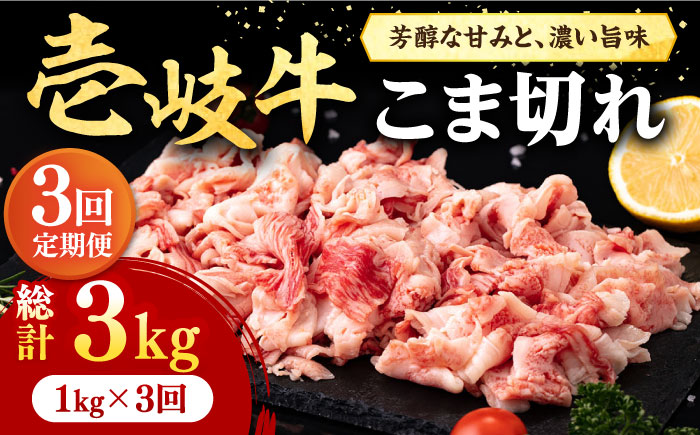 【全3回定期便】 壱岐牛 こま切れ （バラ） 1kg《壱岐市》【株式会社イチヤマ】[JFE062] 定期便 赤身 肉 牛肉 細切れ 小間切れ BBQ 焼肉 焼き肉 93000 93000円