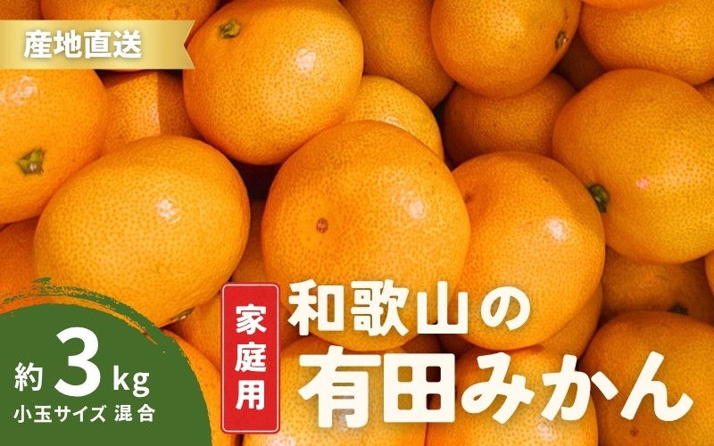 
                  訳あり 家庭用 有田みかん 和歌山 小玉(2S,3Sサイズ混合) 3kg 【10月上旬～1月下旬頃に順次発送予定】/ みかん フルーツ 果物 くだもの 有田みかん 蜜柑 柑橘【ktn009】
                