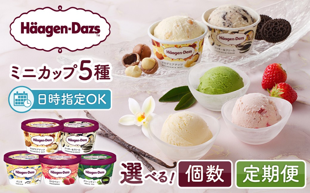 
                  【個数と定期便が選べる!!】【着日指定できます!!】 ハーゲンダッツ『定番ミニカップ5種セット』アイスクリーム アイス スイーツ デザート あいすくりーむ あいす 冷凍 ご褒美アイス 冷凍アイス スイーツアイス ミニカップアイス 北海道 浜中町 アイスセット_H0016-193-SKU
                