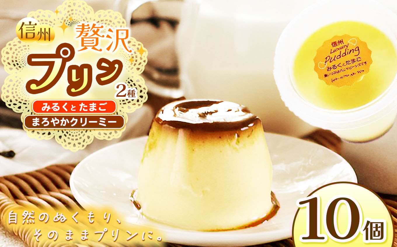 
            【TVで紹介】信州ぜいたくプリン定番２種(みるくとたまご5個、まろやかクリーミー5個)10個セット │ ふるさと納税 信州 長野県 松本市 お菓子 おかし 甘い プリン 焼きプリン 洋菓子 デザート スイーツ
          