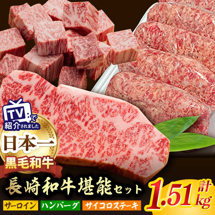 【ふるさと納税】A5ランク サーロイン サイコロ ステーキ ハンバーグ 約1.5kg セット 長崎和牛【肉のあいかわ】 [NA64] 和牛 牛肉 赤身 ヒレ ステーキ 焼肉 牛肉 サイコロステーキ ハンバーグ