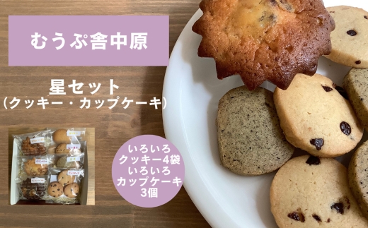 星と風のギフト【星セット/むうぷ舎中原】 ／ 焼き菓子 詰め合わせ クッキー カップケーキ 手作りお菓子 スイーツ ギフト おやつ 食べ比べ しっとりケーキ サクサククッキー 素朴な味 個包装お菓子 ナチュラルスイーツ ティータイム お取り寄せスイーツ おうちカフェ 東京都 [No.274]