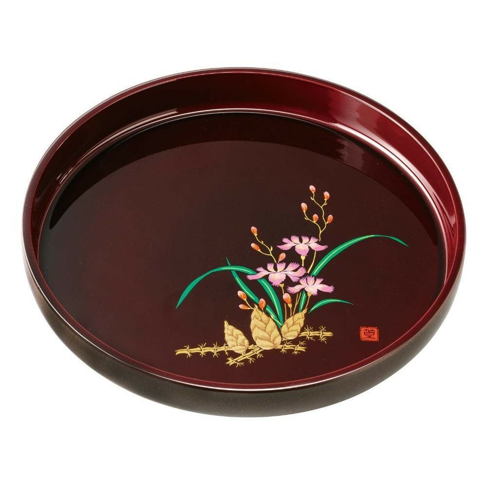 【ふるさと納税】丸盆 33cm 溜塗 山路 ［YG458］ | 工芸品 日用品 キッチン お盆 送料無料 おすすめ 人気