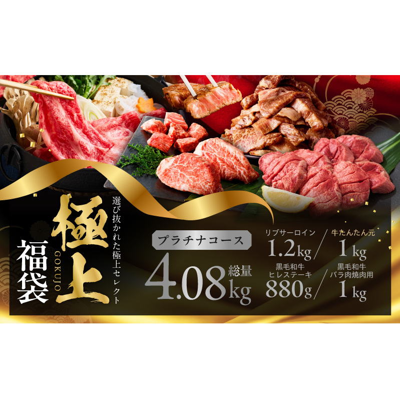 極上福袋 プラチナコース 5種 4kg以上【牛肉 ステーキ 牛タン 焼肉 しゃぶしゃぶ すき焼き 氷温熟成×極味付け】 mrz0236_イメージ2