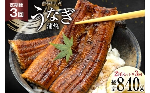 うなぎ 国産 静岡 定期便 蒲焼 長焼 約140g 2尾 3回 総計6尾 [静岡鰻販売 静岡県 吉田町 22424581] 静岡県産 鰻 ウナギ ungai 蒲焼き うなぎ蒲焼き 鰻蒲焼 タレ たれ 山椒 真空パック 冷凍