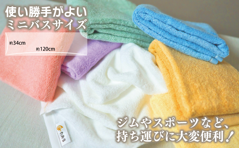 【e-たおる】ミニバスタオル 3枚（ホワイト）34cm×120cm 【泉州タオル 国産 吸水 普段使い シンプル 日用品】 099H2958